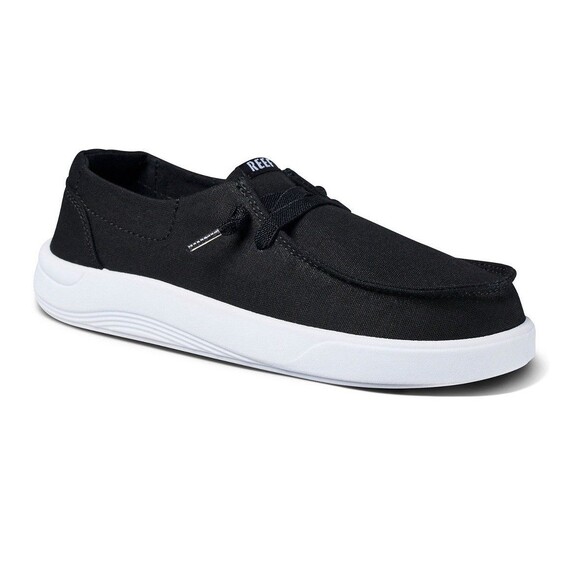 Reef Kid's Black Breakwater Boat Shoes 6M Slip On  Canvas - Picture 1 of 6
